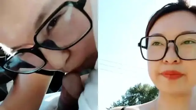 韻味十足眼鏡騷貨！駕車戶外野戰！